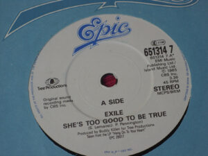 Exile  ‎–  She's Too Good To Be True    1985  EX   7"  