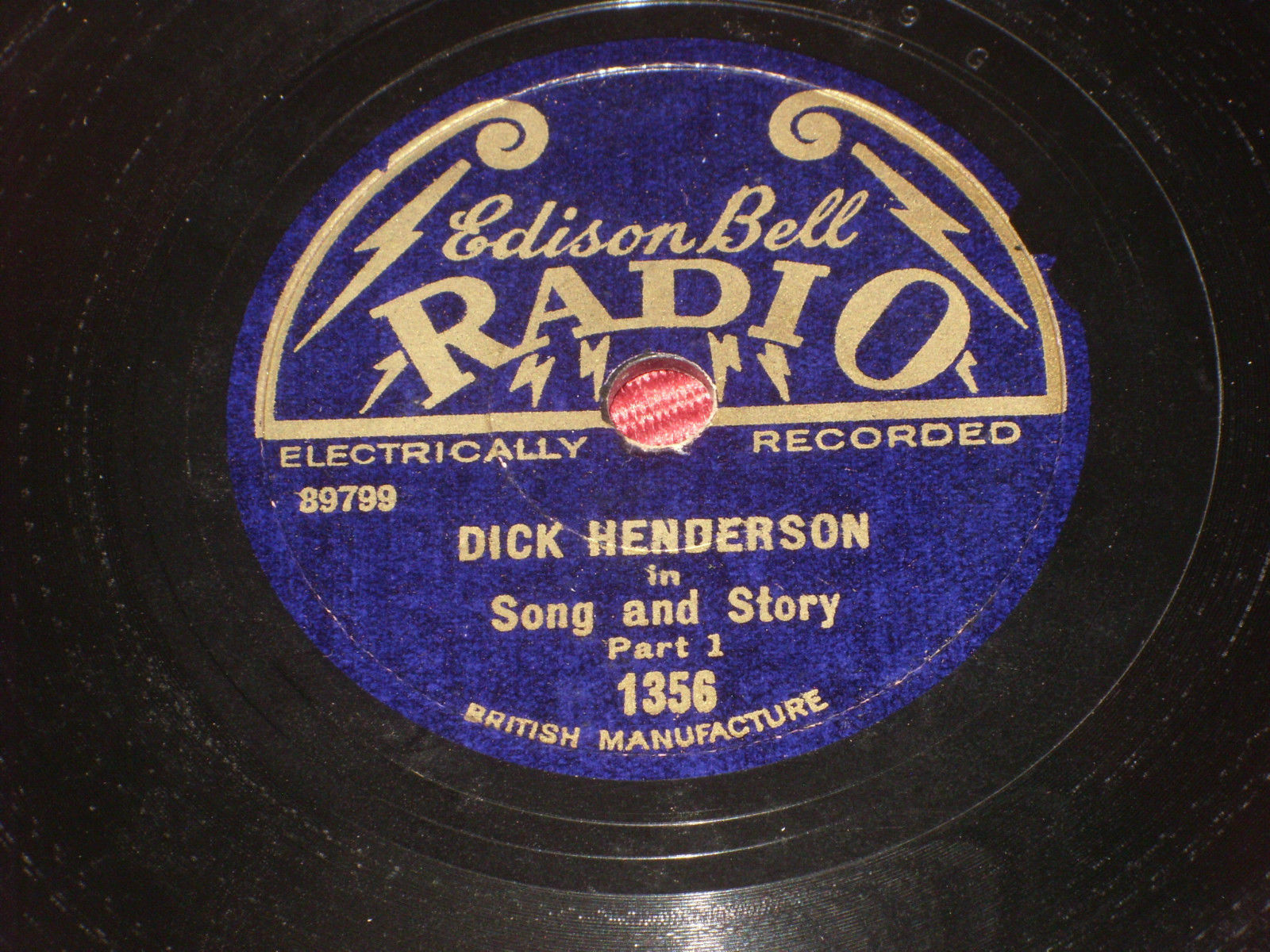 Dick Henderson: Song & Story 8" 78 Edison Bell Radio 1356 Music Hall