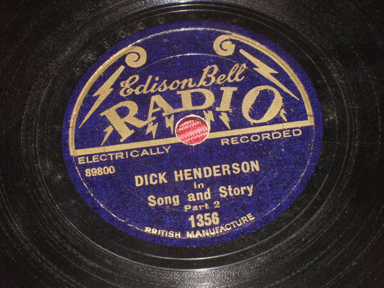 Dick Henderson: Song & Story 8" 78 Edison Bell Radio 1356 Music Hall - Image 2