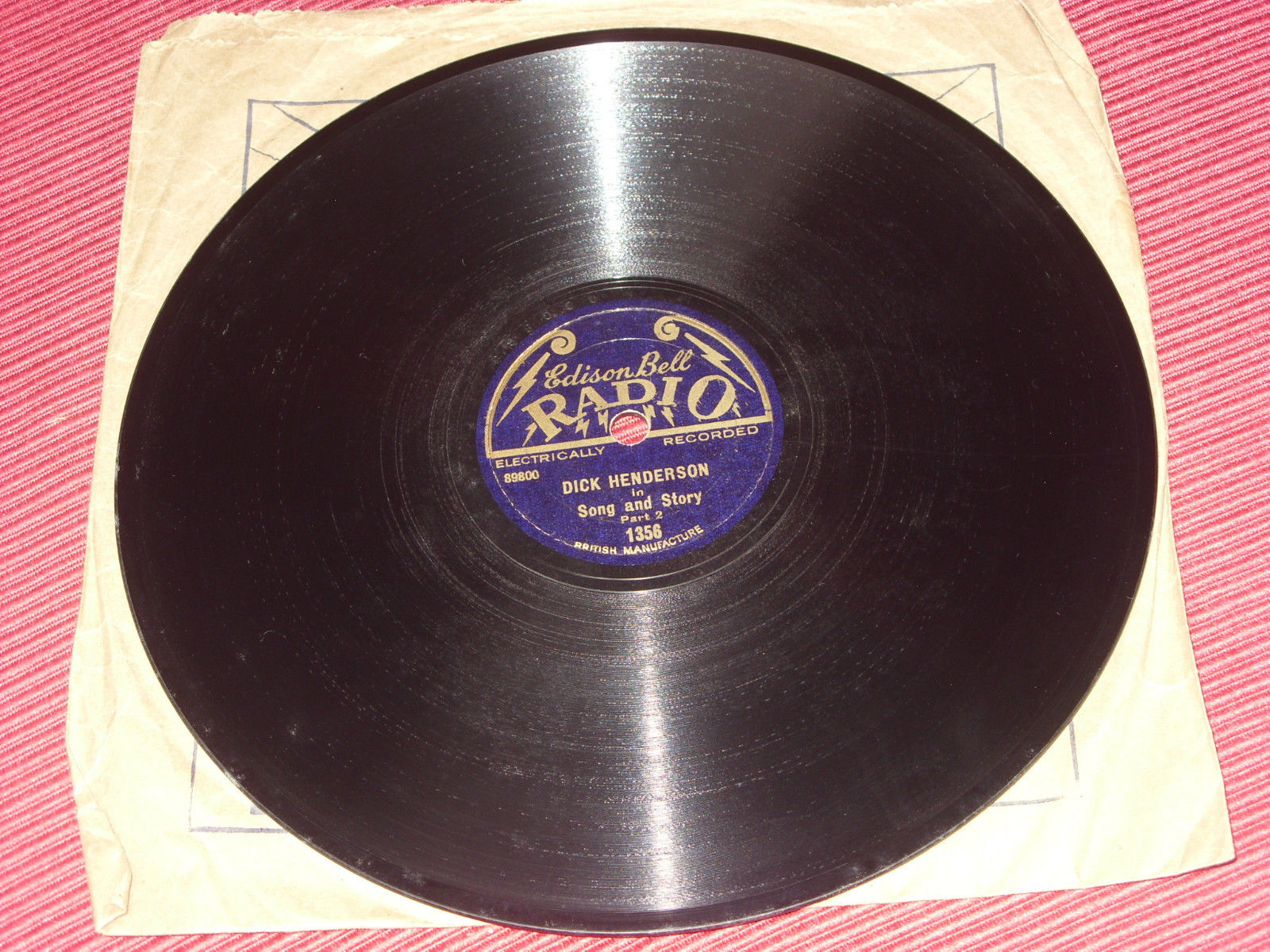 Dick Henderson: Song & Story 8" 78 Edison Bell Radio 1356 Music Hall - Image 4