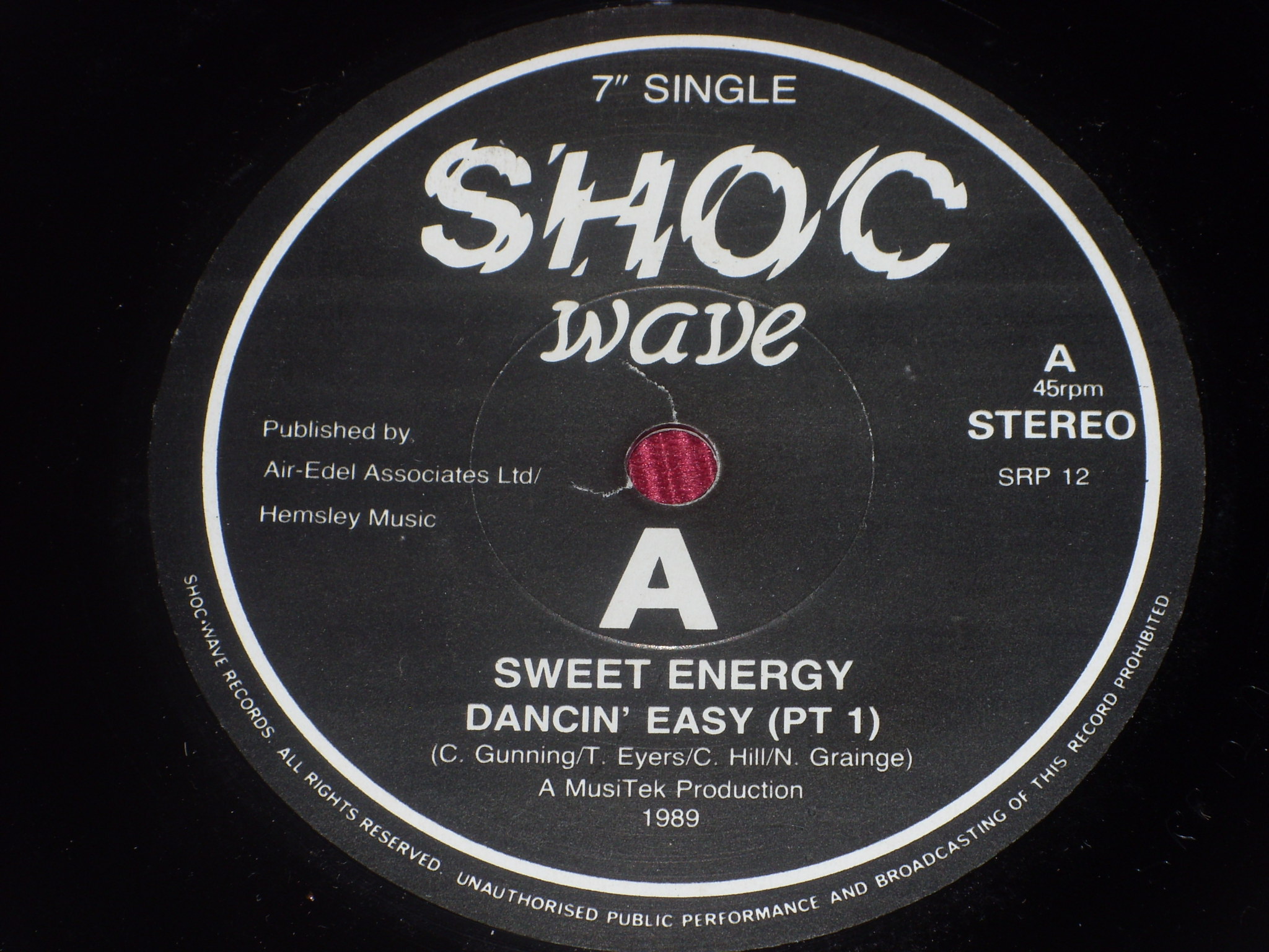 Sweet Energy: Dancin' Easy UK EX+ 7" Shoc wave Bristol