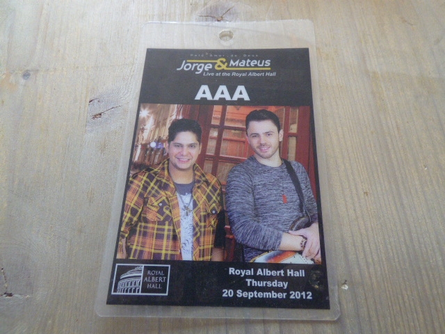 Jorge & Mateus VERY RARE 2012 Access All Areas Crew Pass/Laminate