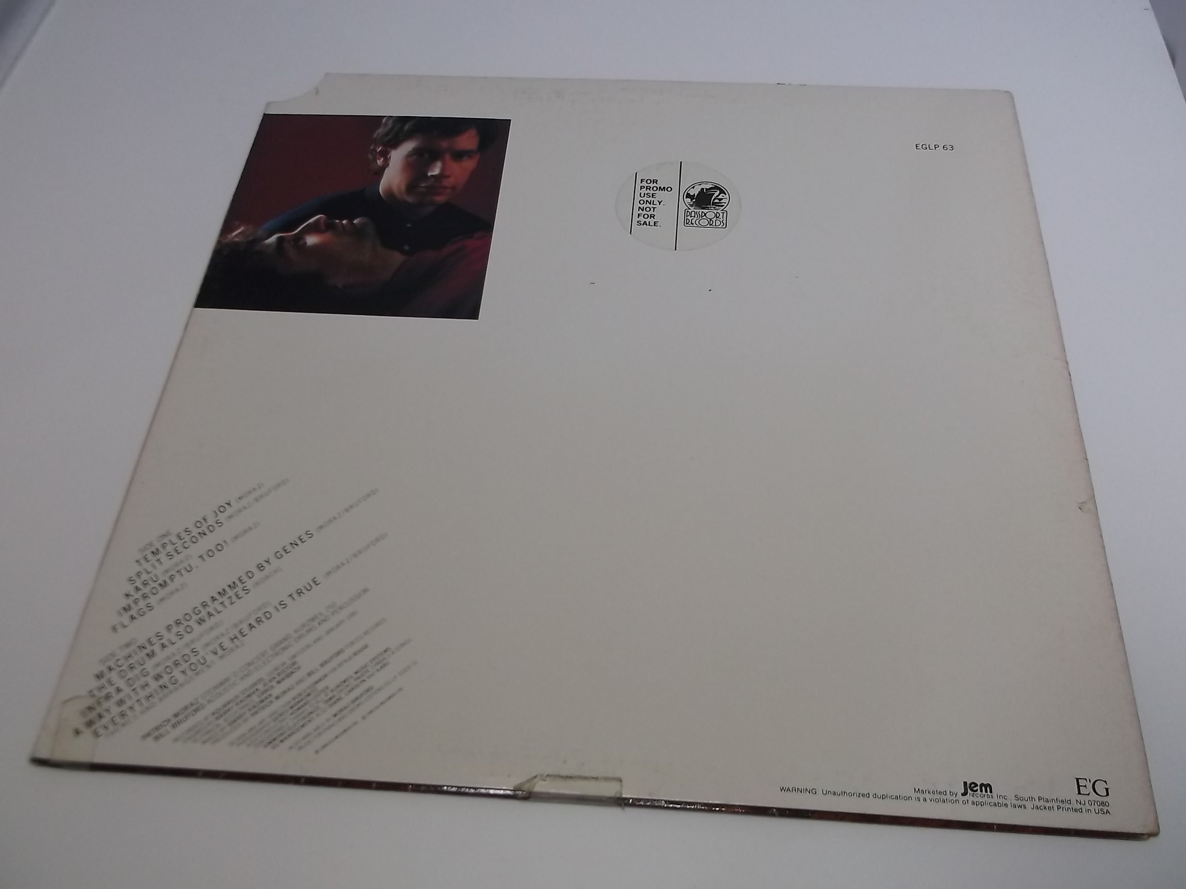 Patrick Moraz / Bill Bruford: Flags 1985 U.S PROMO EX+ LP - Image 4