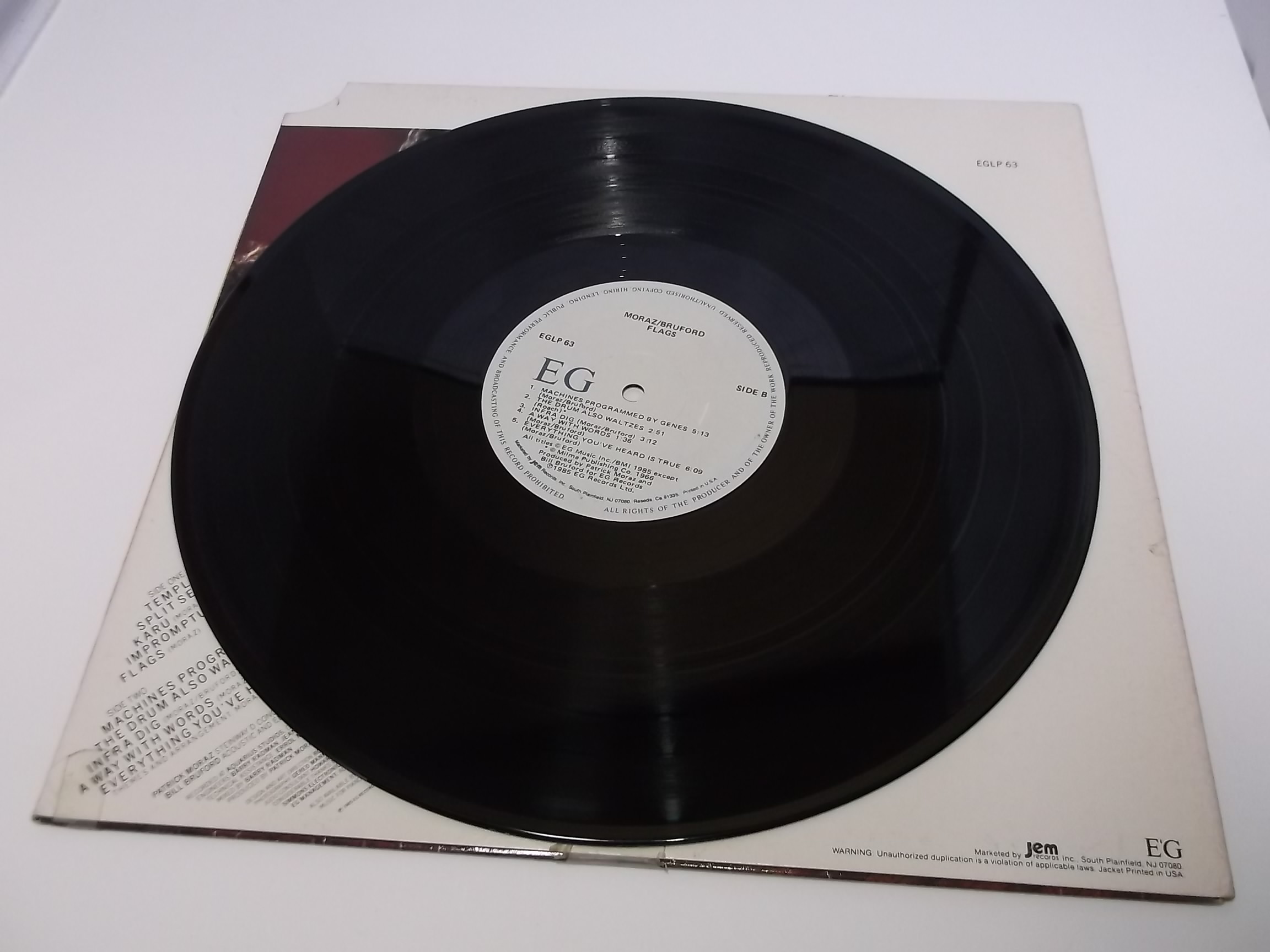Patrick Moraz / Bill Bruford: Flags 1985 U.S PROMO EX+ LP - Image 3