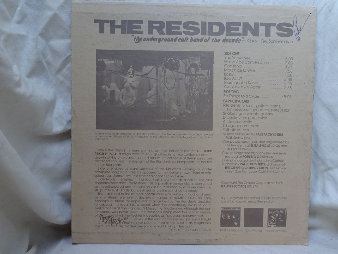 The Residents: Fingerprince EX+ 1977 2nd Press LP + Application Form - Image 2