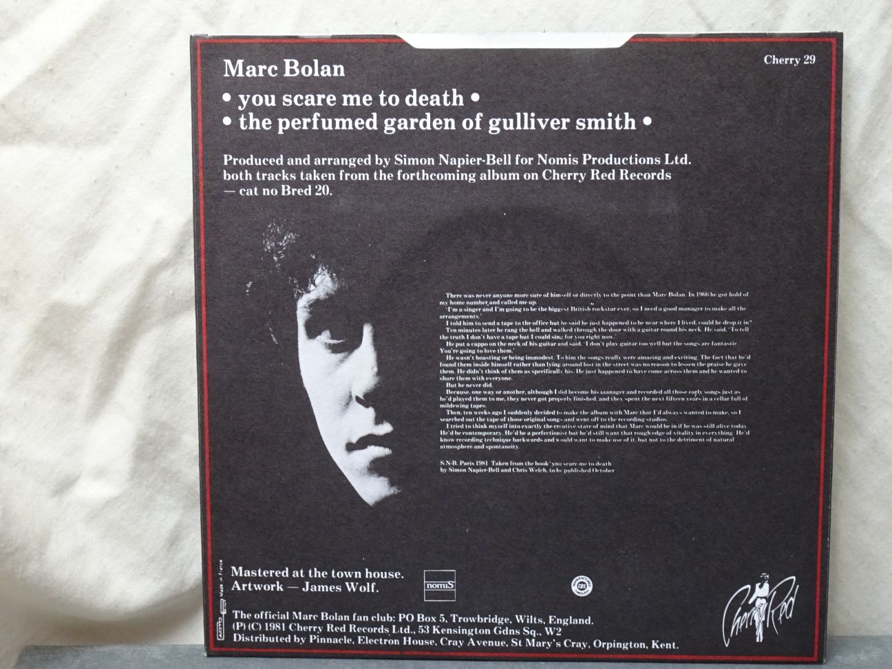 Marc Bolan: You Scare me to Death UK 1981 7" - Image 2