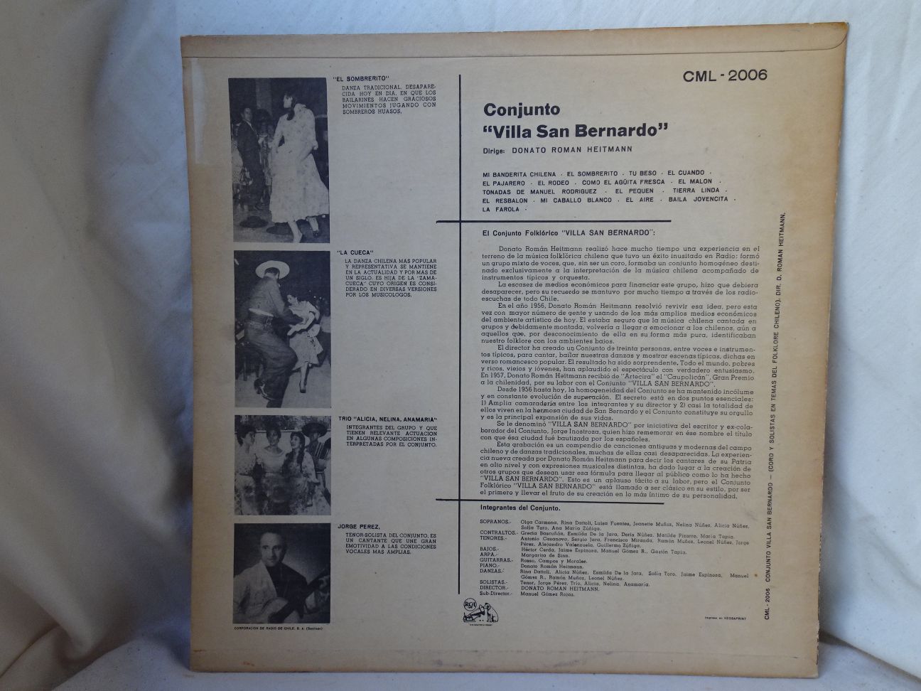 Conjunto Villa San Bernardo: Same Lovely EX++ 1958 Chilean LP - Image 6