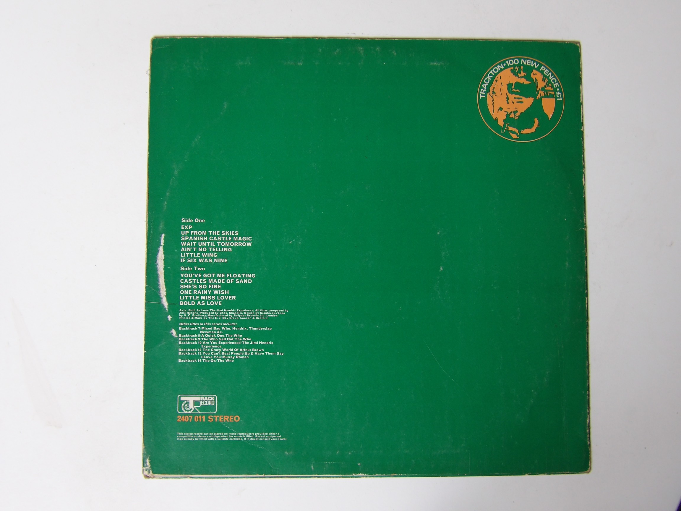 Jimi Hendrix Experience Axis Bold As Love BackTrack 11 LP