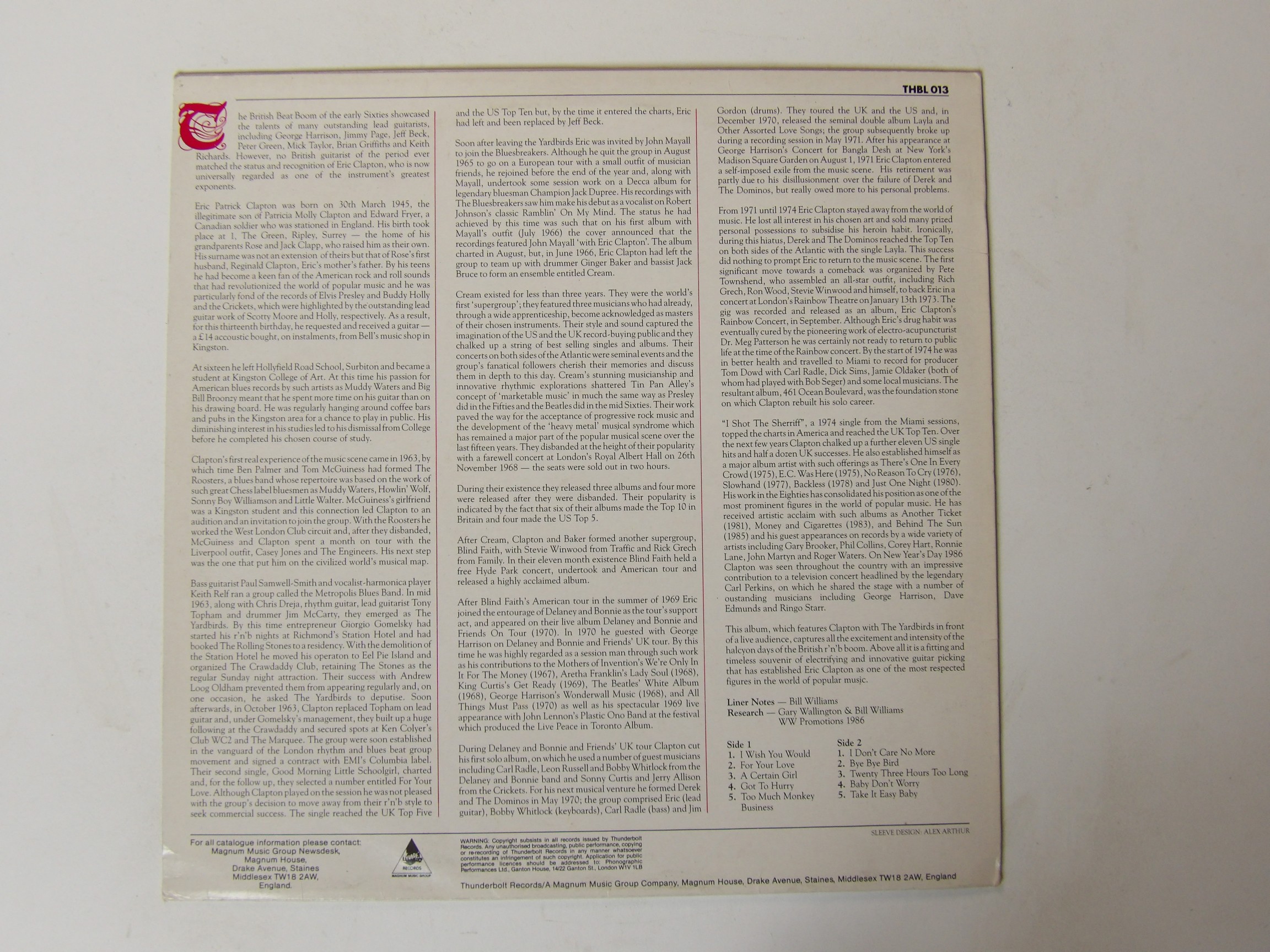 Eric Clapton: The Survivor 1986 EX LP Yardbirds, Sonny Boy Williamson - Image 4