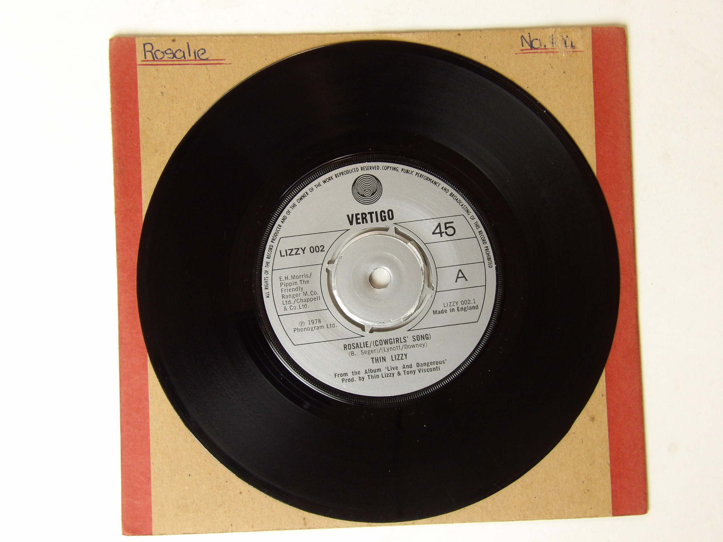 Thin Lizzy: Rosalie (Cowgirls' song) 1978 UK 7″