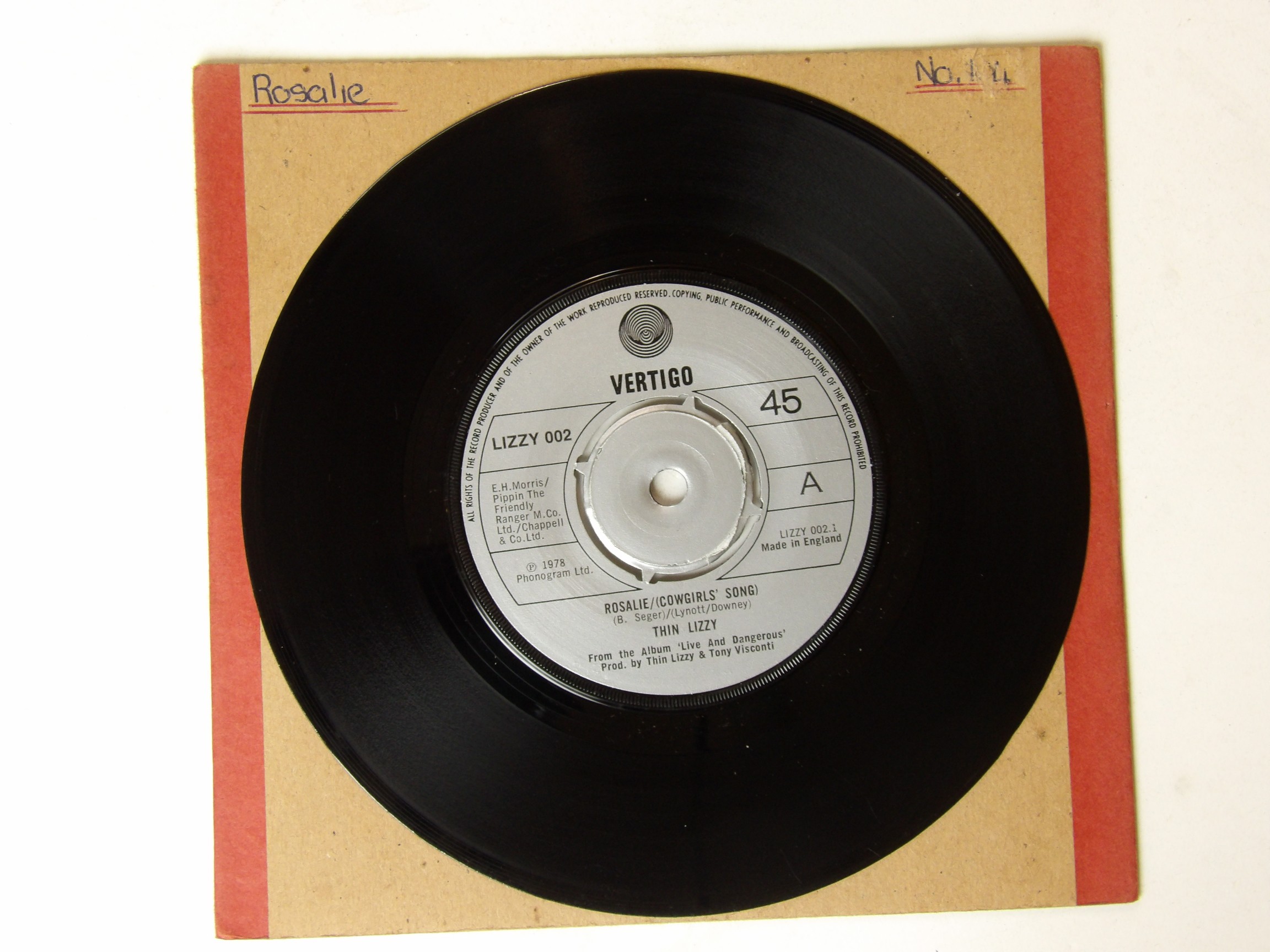 Thin Lizzy: Rosalie (Cowgirls' song) 1978 UK 7″ - Image 3
