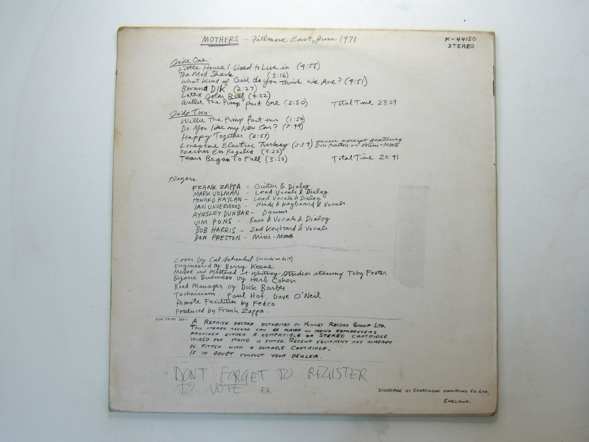Mothers Of Invention: Fillmore East - June 1971 UK A1/B1 LP - Image 4