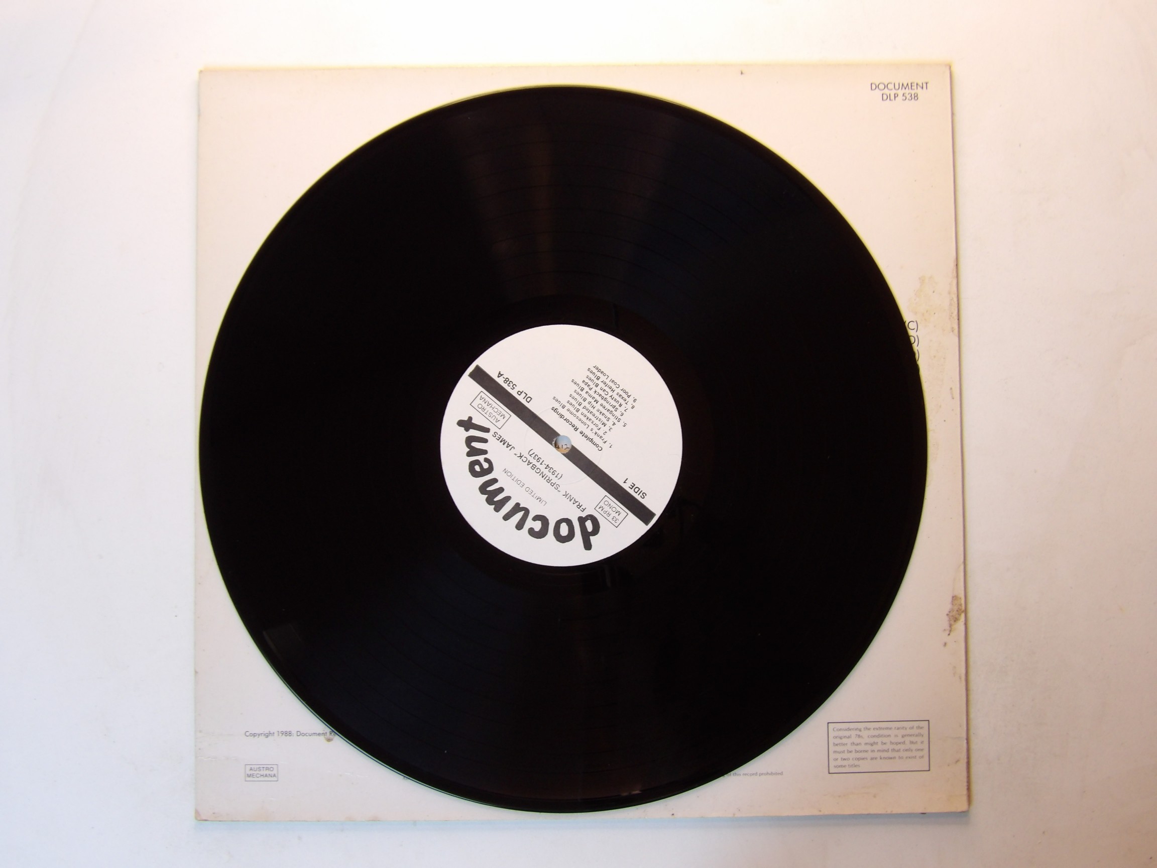 Frank 'springback' James: 1934-37 EX+ Mono LP Document Austria - Image 2