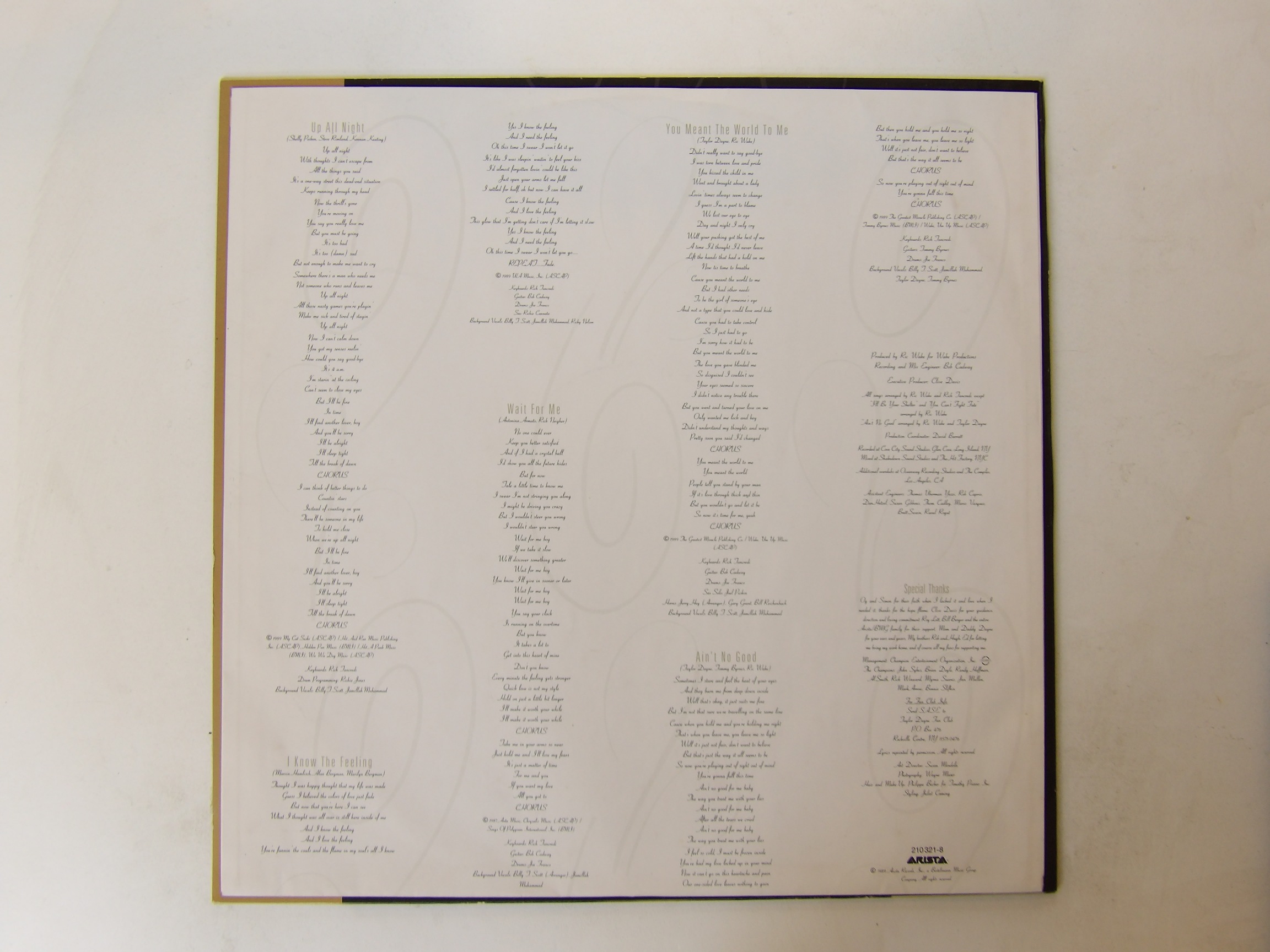 Taylor Dayne: Can't Fight Fate 1989 European EX LP - Image 4
