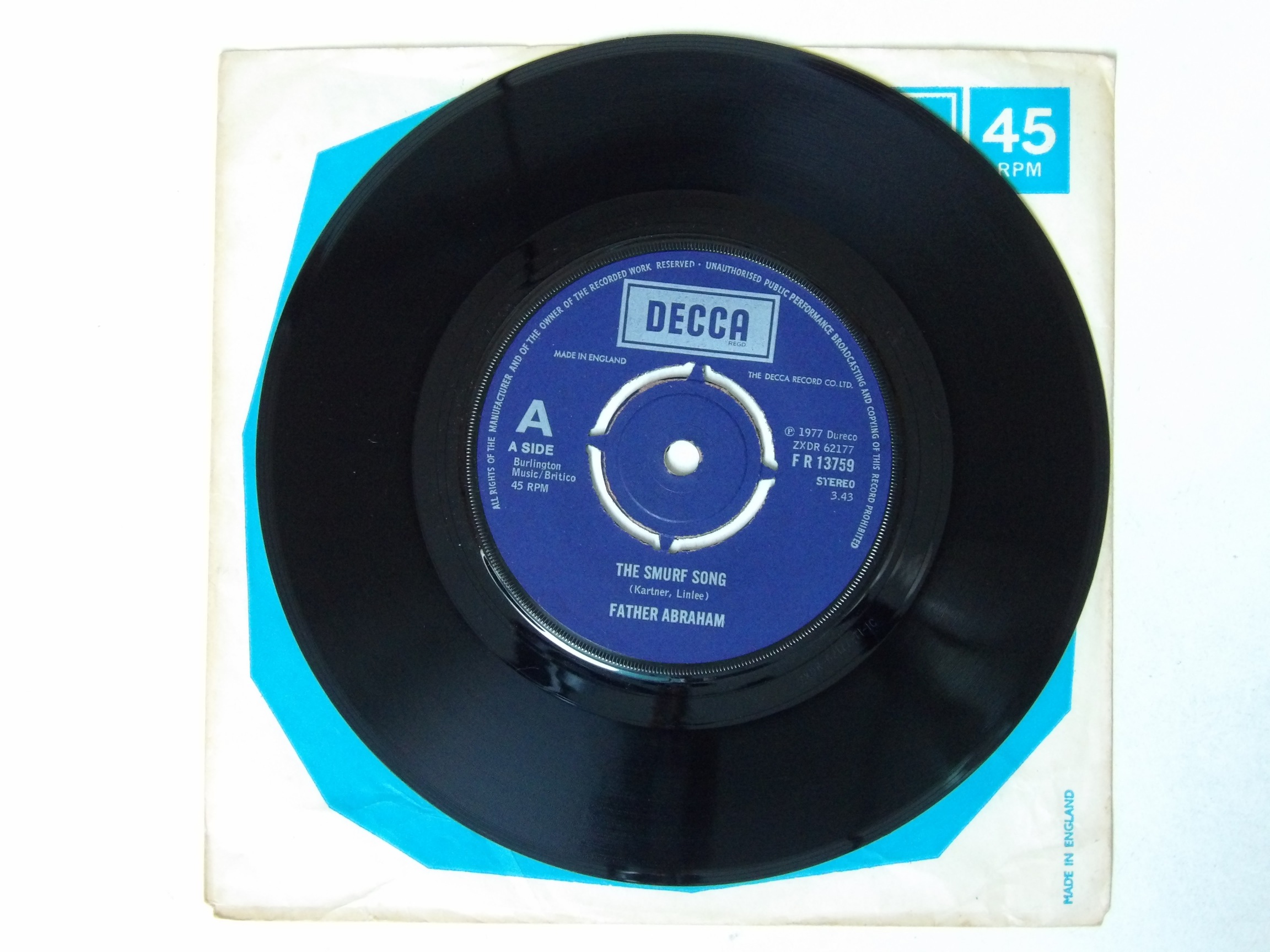 Father Abraham: The Smurf Song 1977 EX 7" (Decca slv) - Image 3