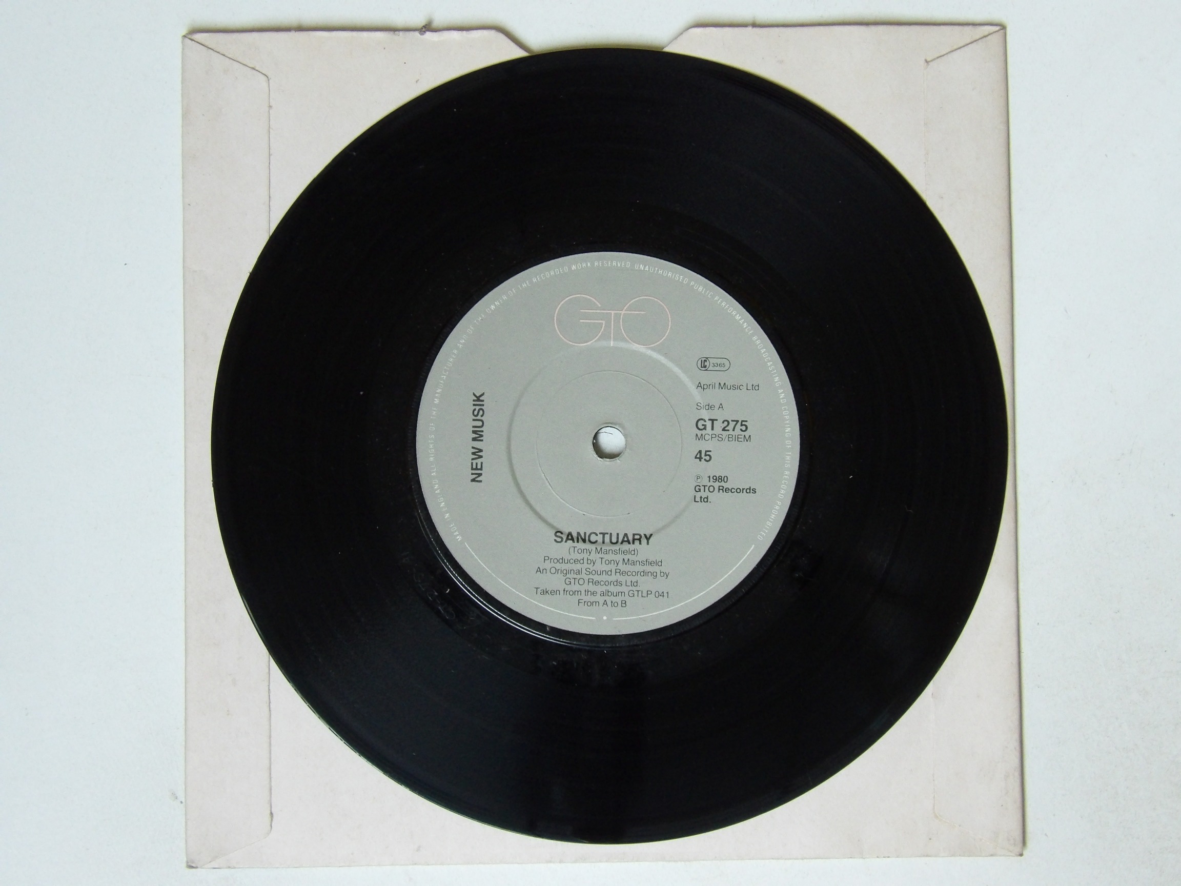 New Musik: Sanctuary 1980 VG+ 7" (plain sleeve)