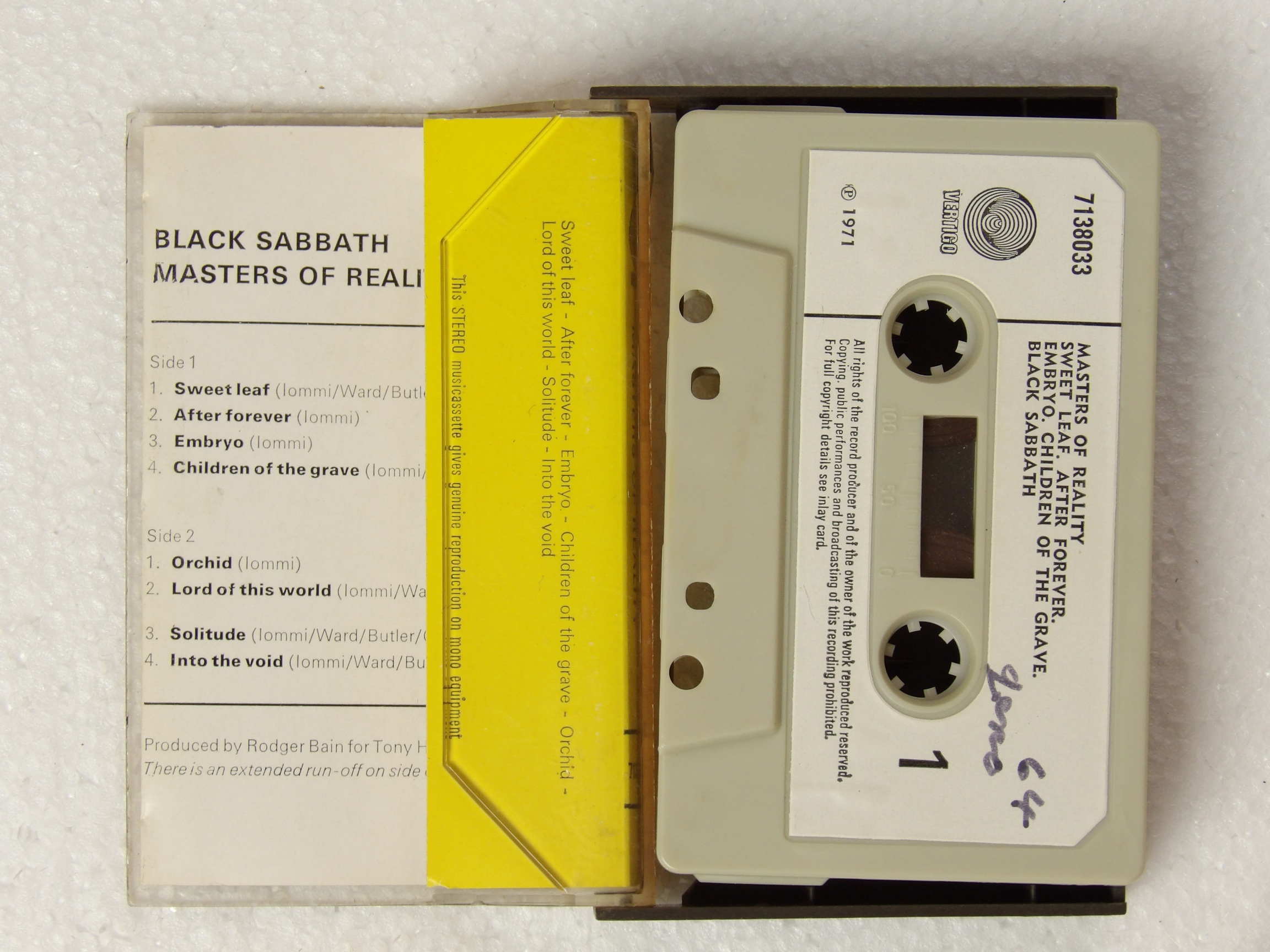 Black Sabbath: Master Of Reality 1971 Vertigo Paper Label Cassette - Image 3