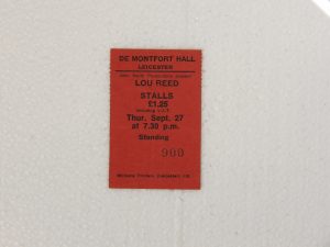 Lou Reed: De Montfort Hall, Leicster  27/9/73 Original Ticket