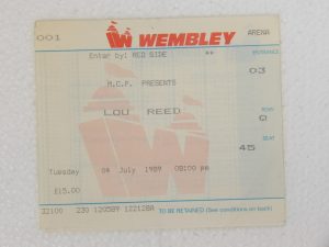 Lou Reed: Wembley Arena, London  4/7/89 Original Ticket