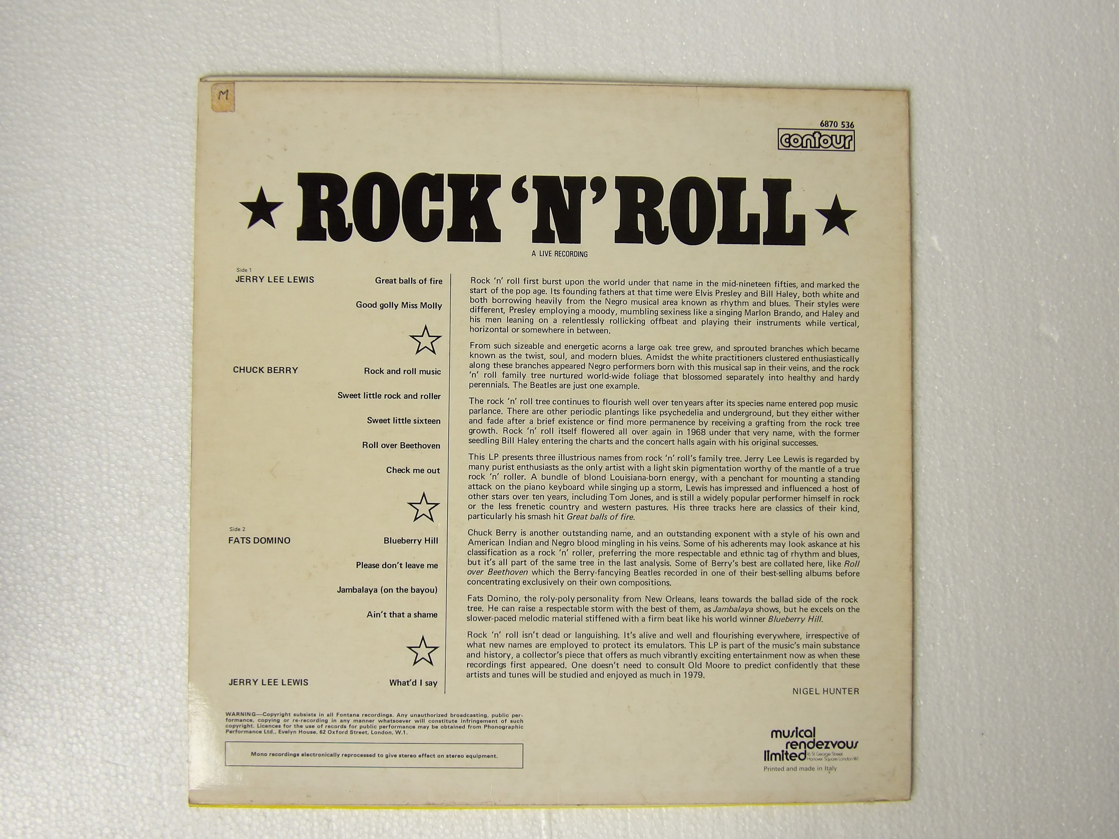 Fats Domino / Jerry Lee Lewis / Chuck Berry: Rock 'N' Roll LP 1979 Italy - Image 4