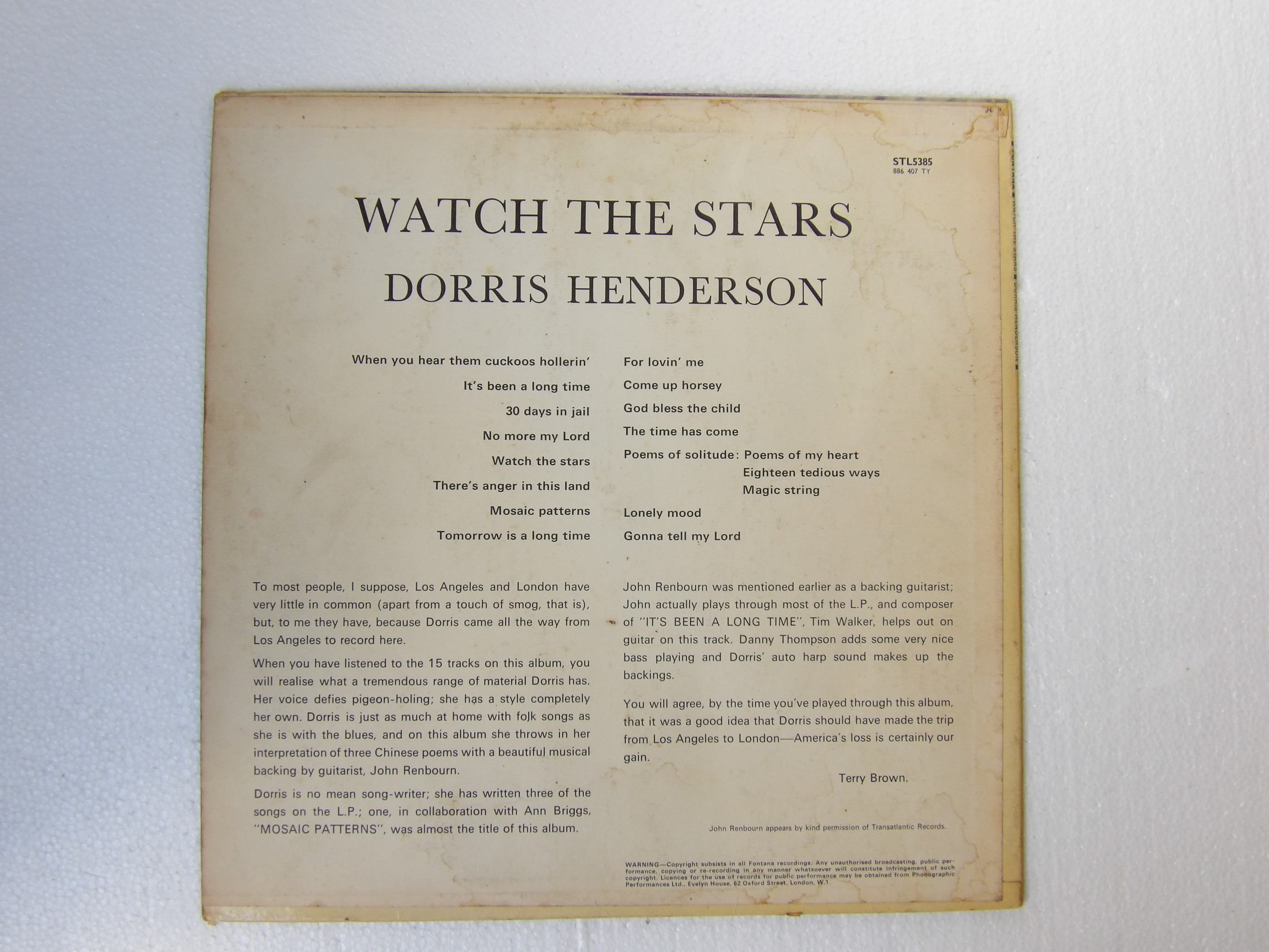 Dorris Henderson: Watch The Stars 1967 UK Stereo First Press 1Y/2Y LP - Image 4
