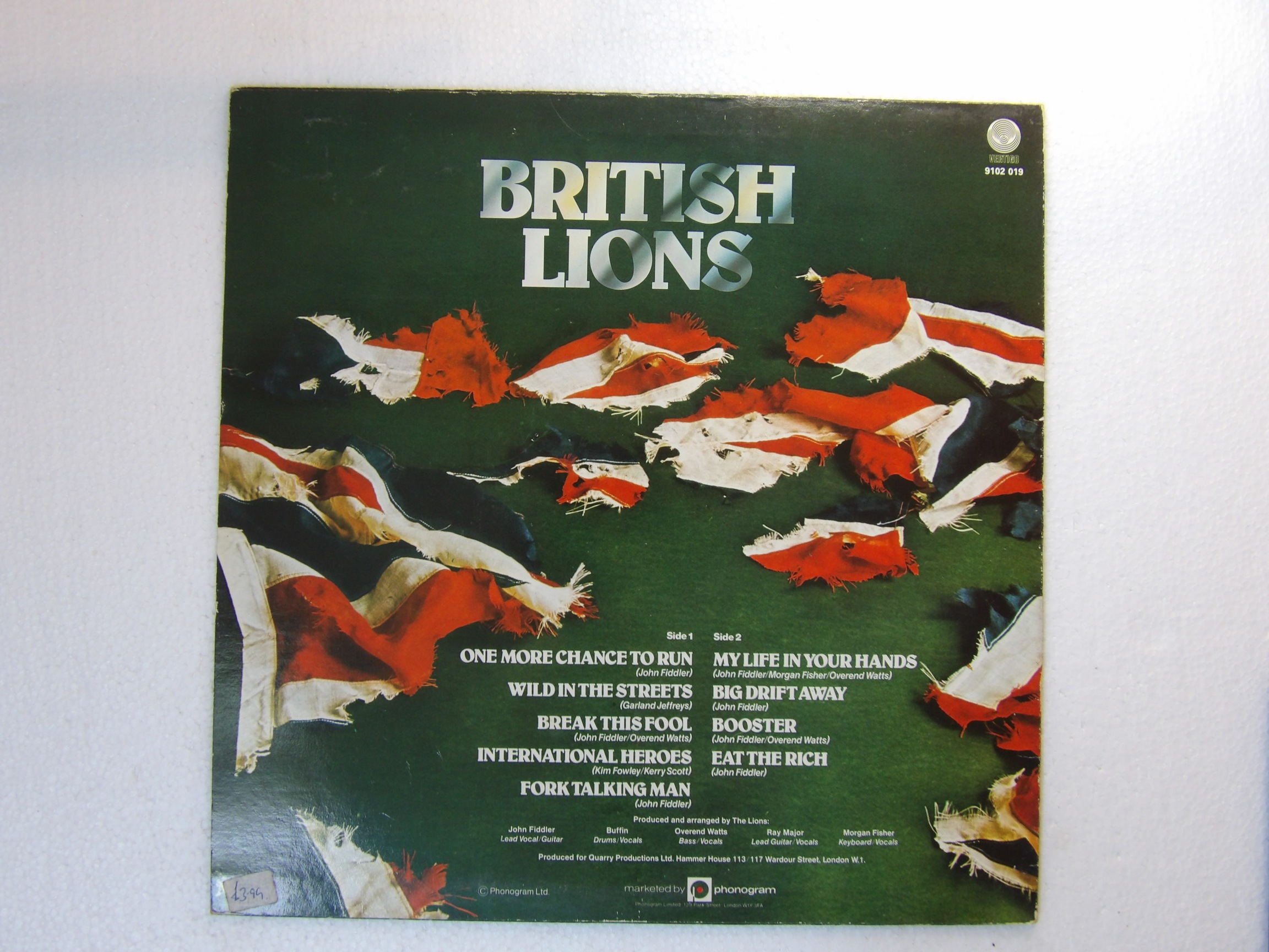 British Lions: British Lions 1Y1/2Y1 EX 1978 First Press Vertigo LP - Image 6