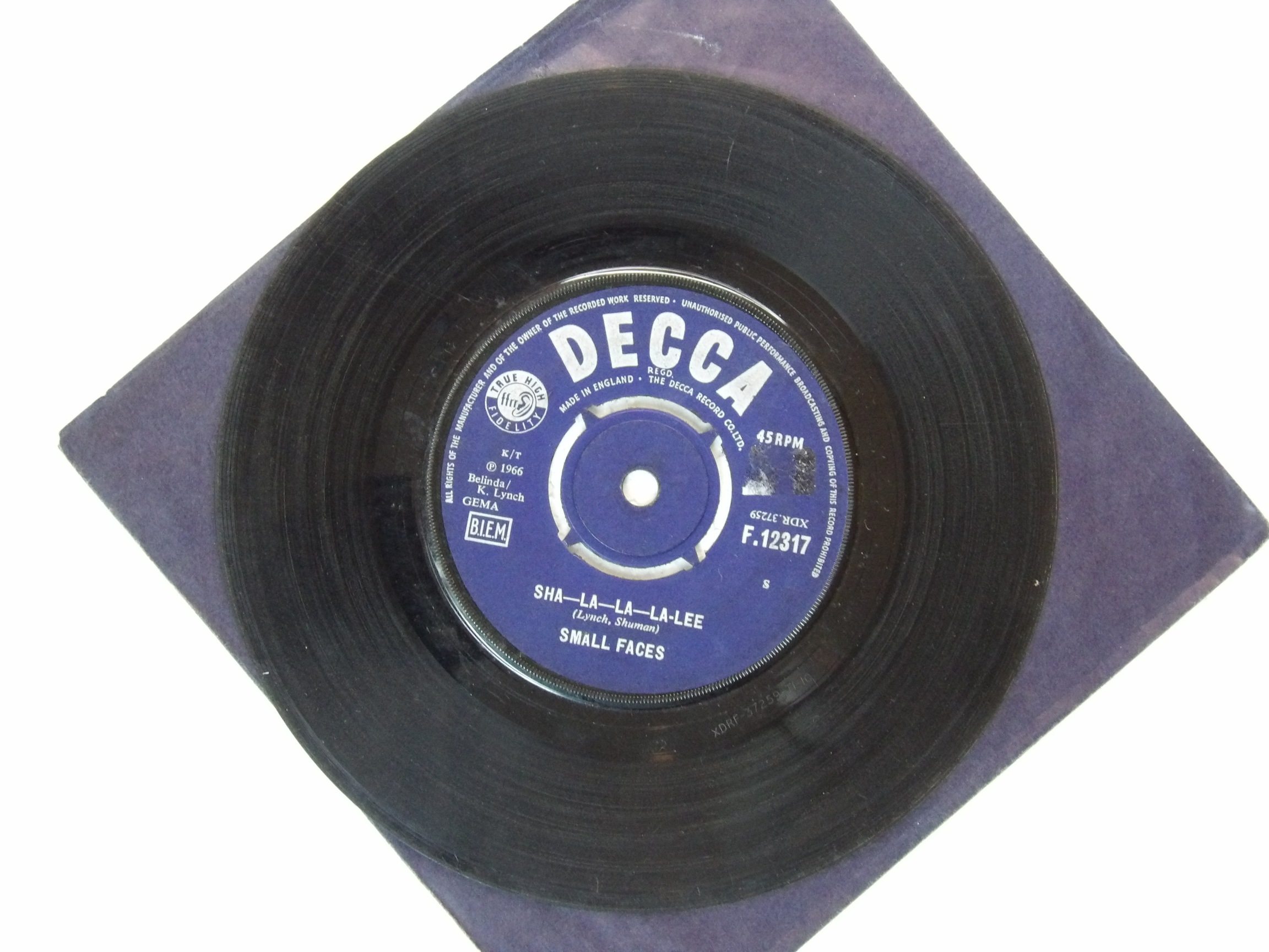 Small Faces:  Sha-La-La-La-Lee  1966  7″