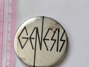 Genesis: Large Silver/Black Vintage 1970s Badge/Button