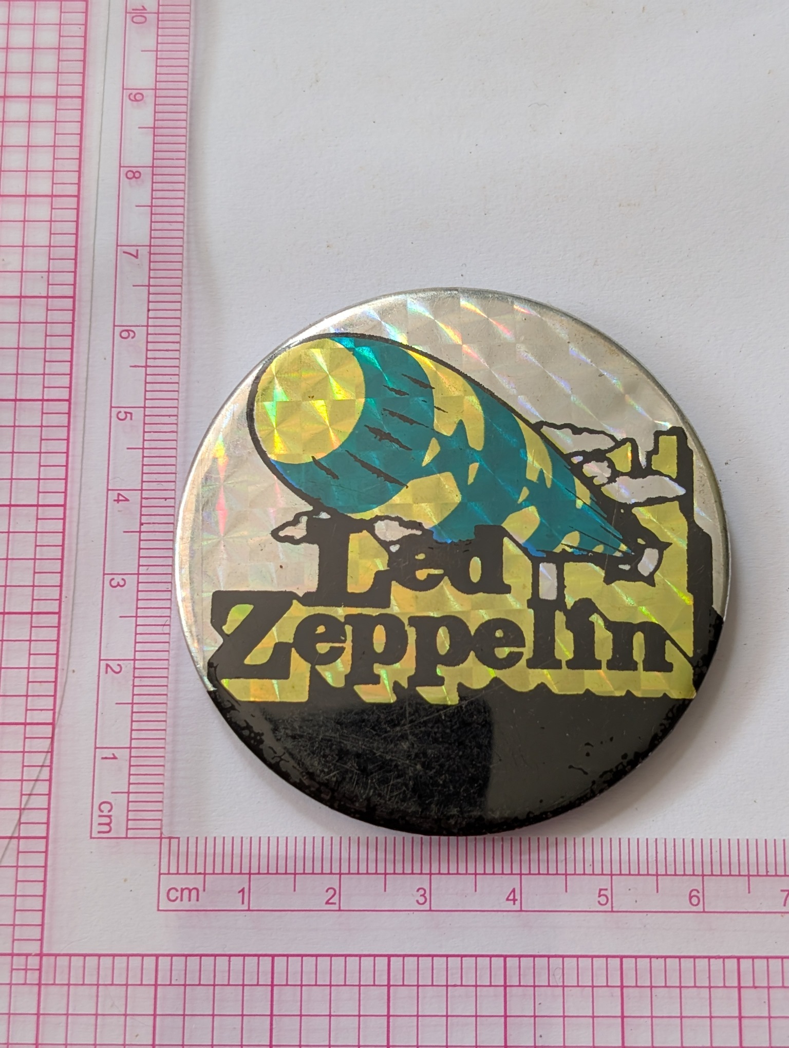 Led Zeppelin: Large Hologram Vintage 1970s Badge/Button