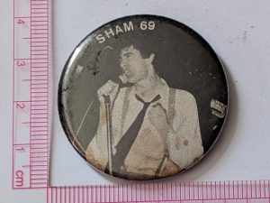 Sham 69: Jimmy Pursey Black & White  Vintage 70s/80s Badge/Button