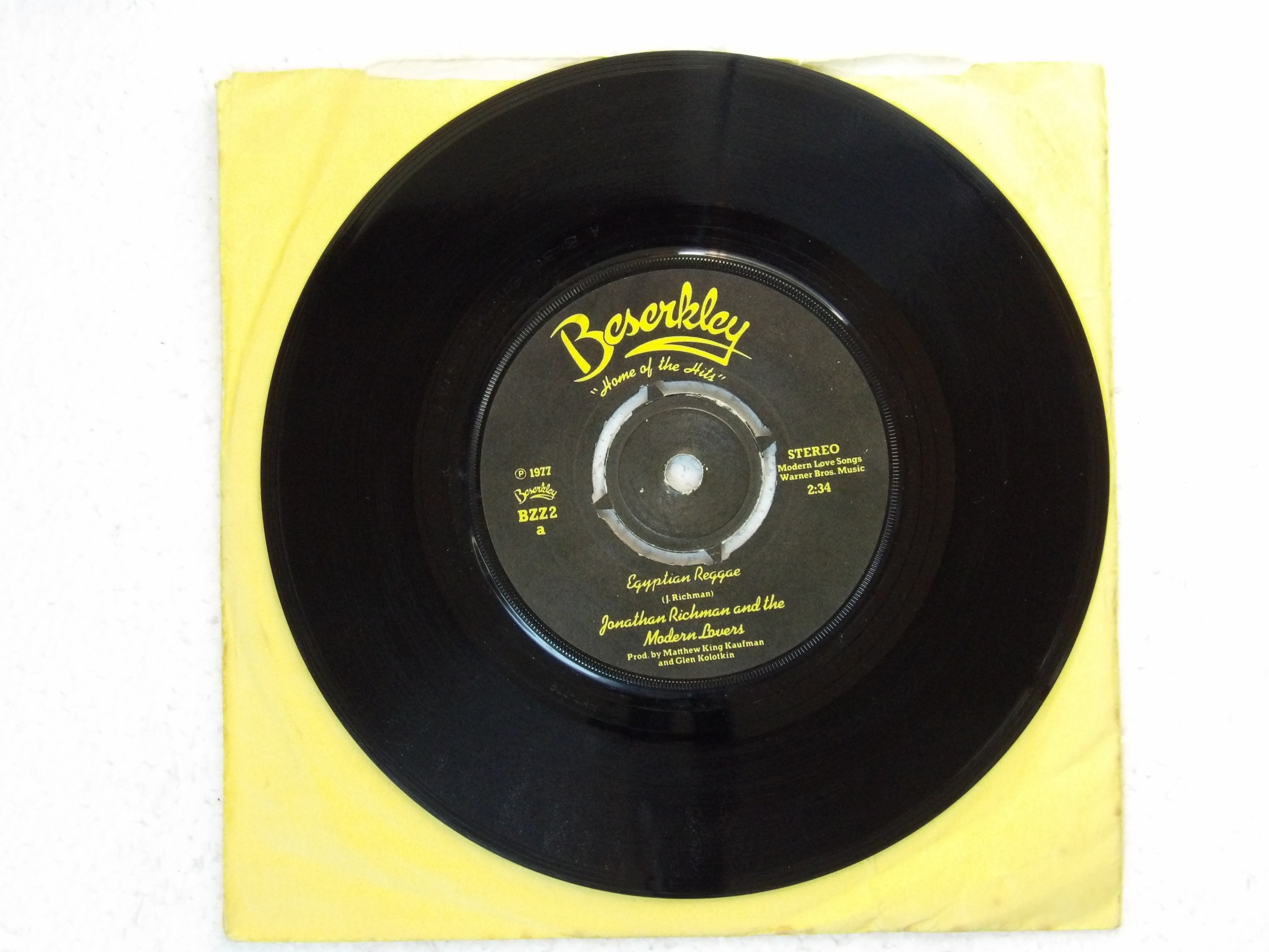 Jonathan Richman: Egyptian Reggae 1977 EX 7″