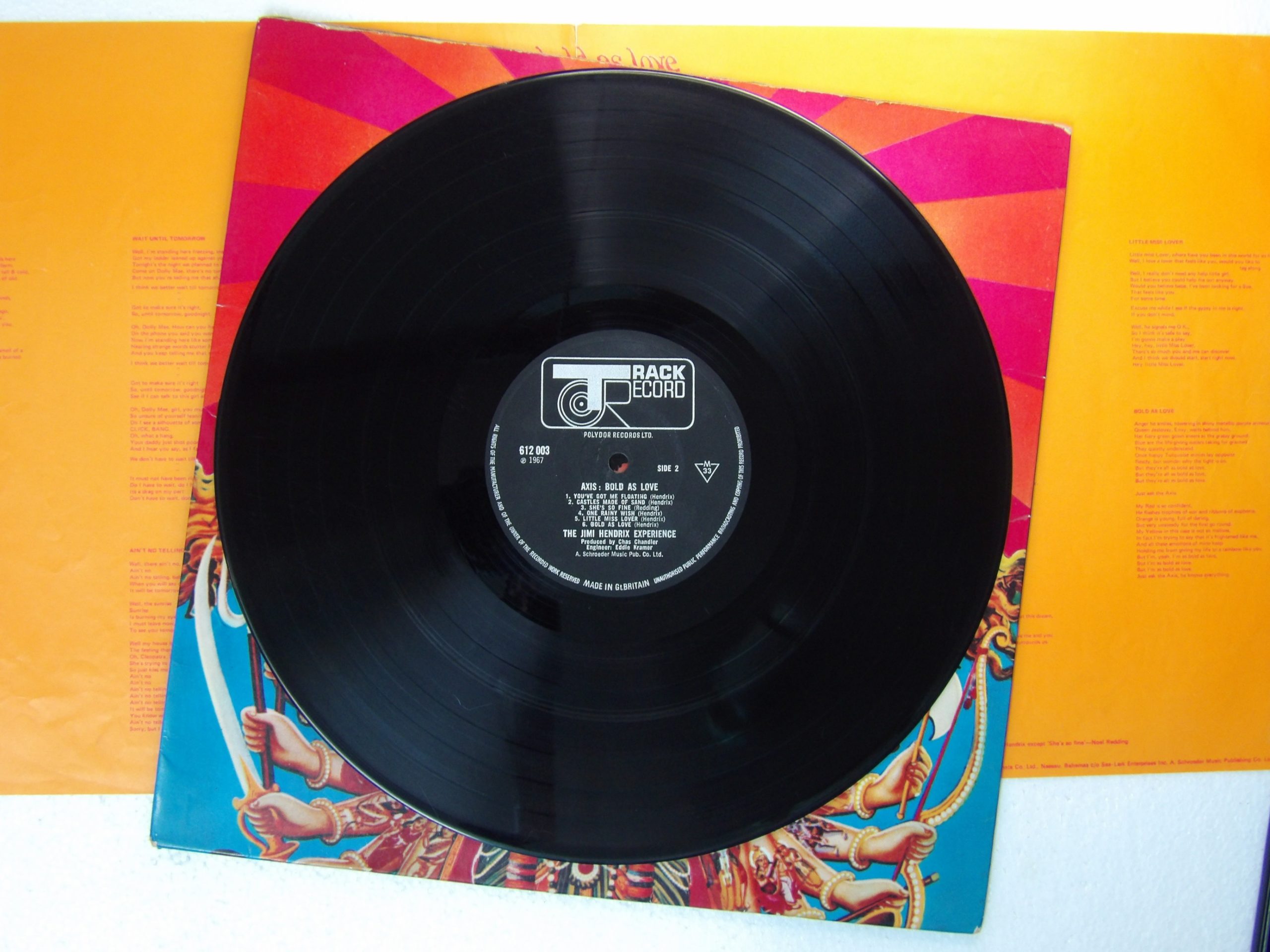Jimi Hendrix: Axis Bold As Love 1967 First A1/B1 LP Mono + Insert - Image 5