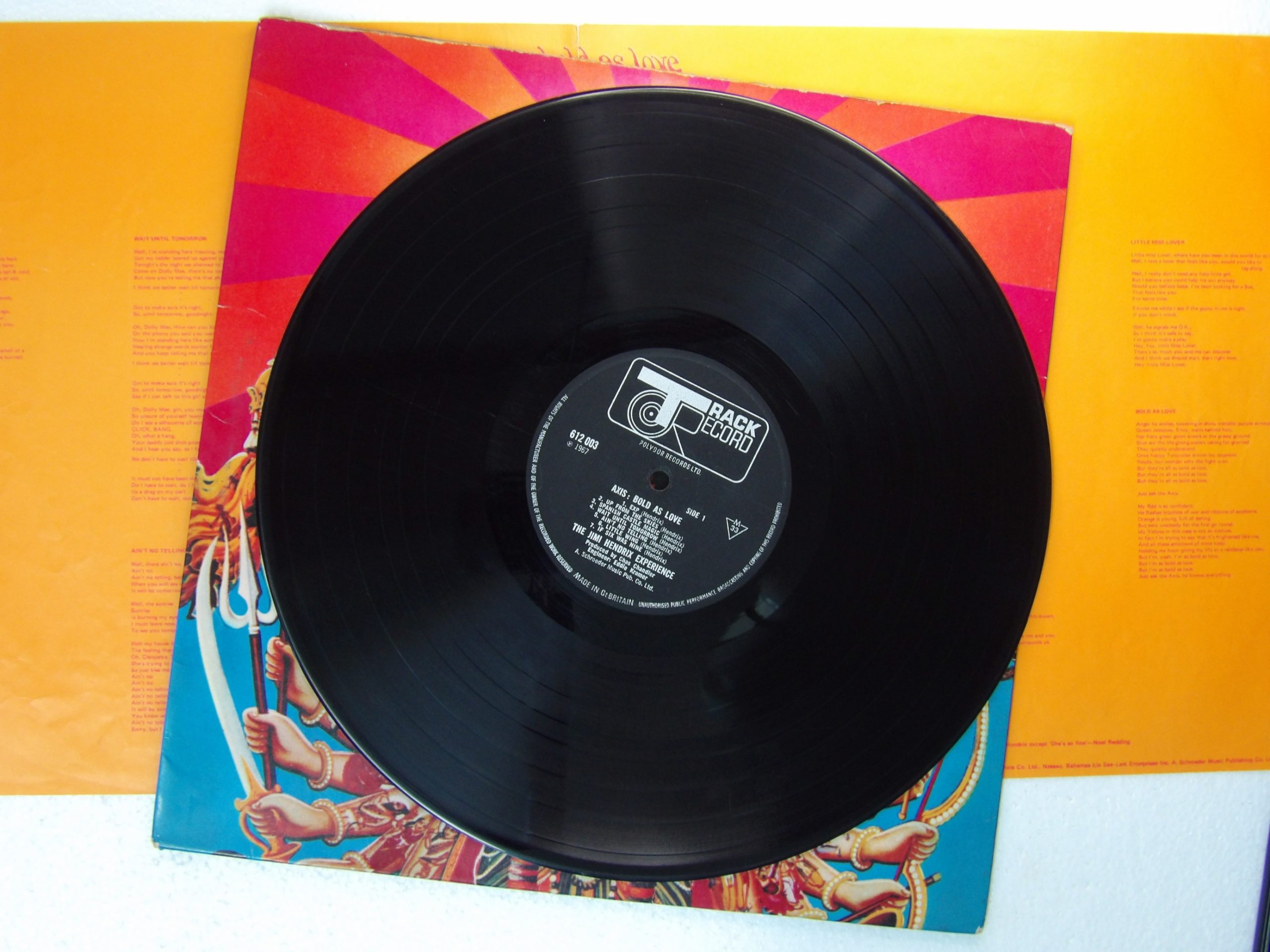 Jimi Hendrix: Axis Bold As Love 1967 First A1/B1 LP Mono + Insert - Image 4