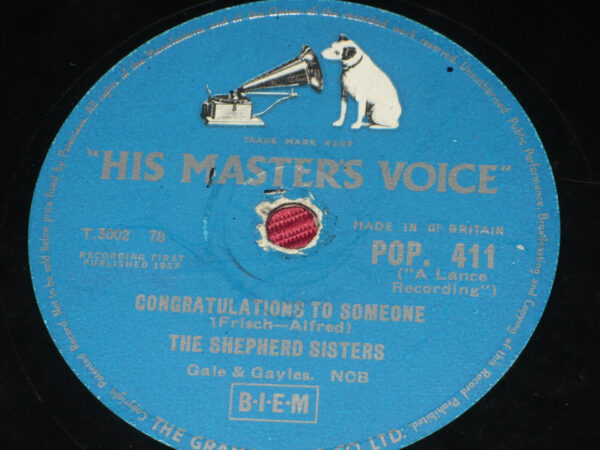Shepherd Sisters: Congratulations to someone / Alone 10" 78 HMV POP. 411